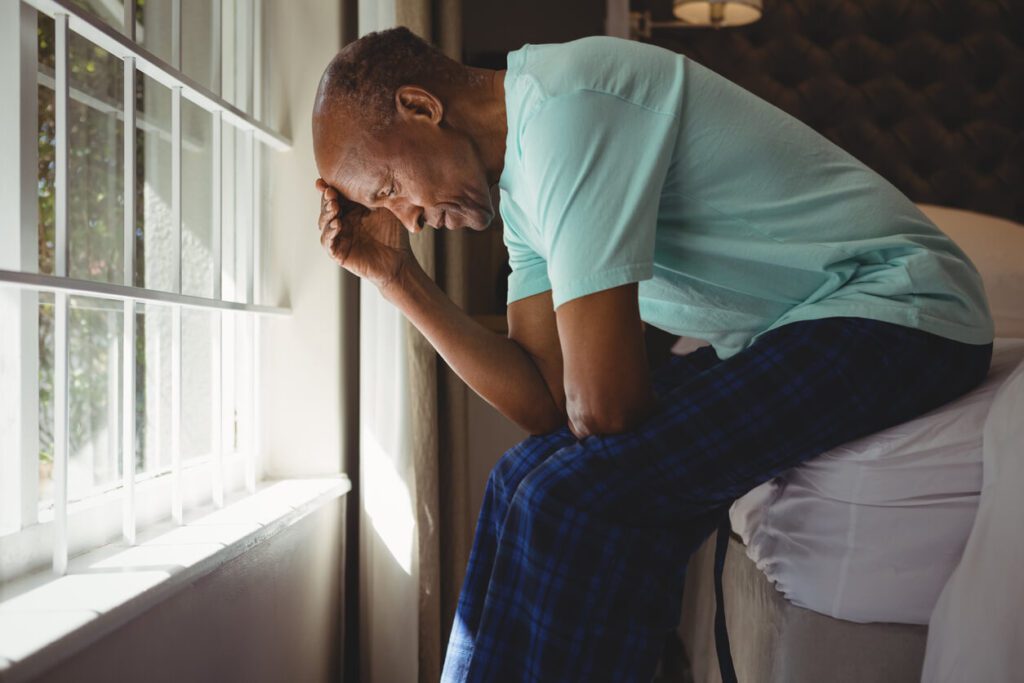 Elderly African American sad and alone