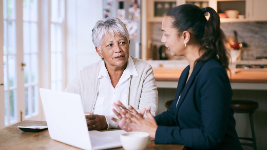 Elderly meeting with someone to report abuse